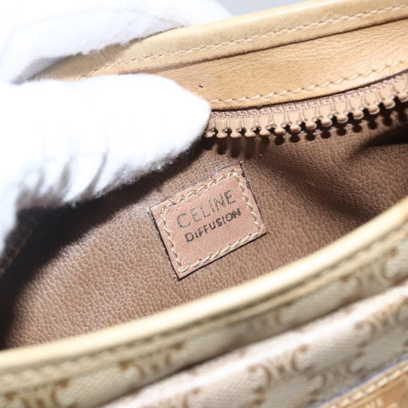 CELINE Macadam Canvas Shoulder Bag PVC Beige Gold Auth 173481