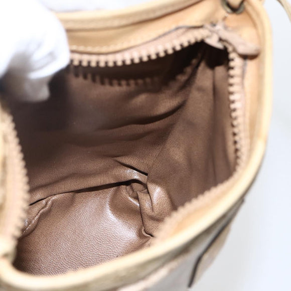 CELINE Macadam Canvas Shoulder Bag PVC Beige Gold Auth 173481