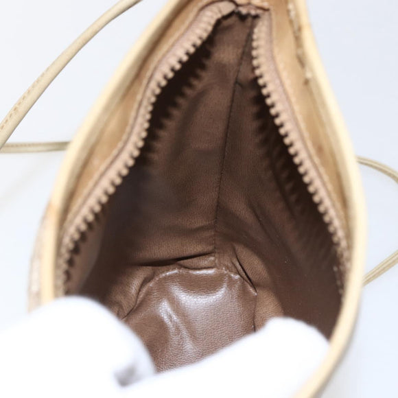 CELINE Macadam Canvas Shoulder Bag PVC Beige Gold Auth 173481