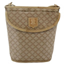 CELINE Macadam Canvas Shoulder Bag PVC Beige Gold Auth 173481-13
