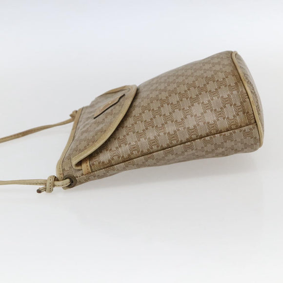 CELINE Macadam Canvas Shoulder Bag PVC Beige Gold Auth 173481