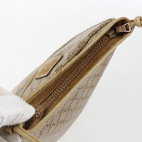 CELINE Macadam Canvas Shoulder Bag PVC Beige Gold Auth 173481