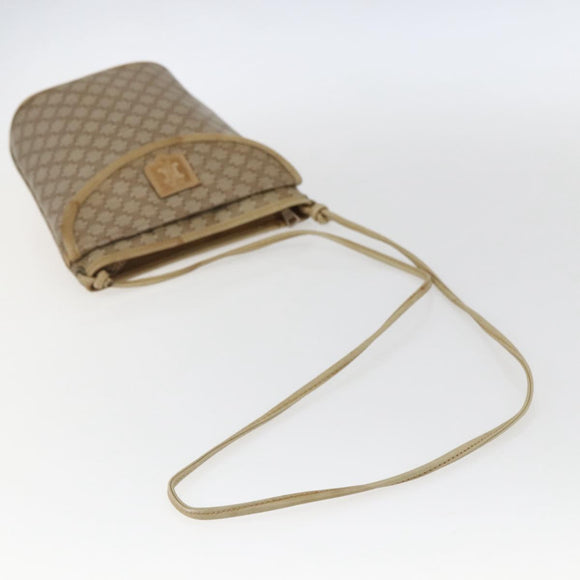 CELINE Macadam Canvas Shoulder Bag PVC Beige Gold Auth 173481