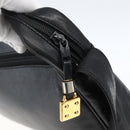 LOEWE Anagram Shoulder Bag Leather Black Gold Auth 173482-10