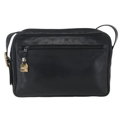 LOEWE Anagram Shoulder Bag Leather Black Gold Auth 173482 - 0