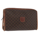 CELINE Macadam Canvas Clutch Bag PVC Leather Brown Gold Auth 173483-1