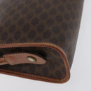 CELINE Macadam Canvas Clutch Bag PVC Leather Brown Gold Auth 173483-15