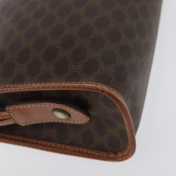 CELINE Macadam Canvas Clutch Bag PVC Leather Brown Gold Auth 173483