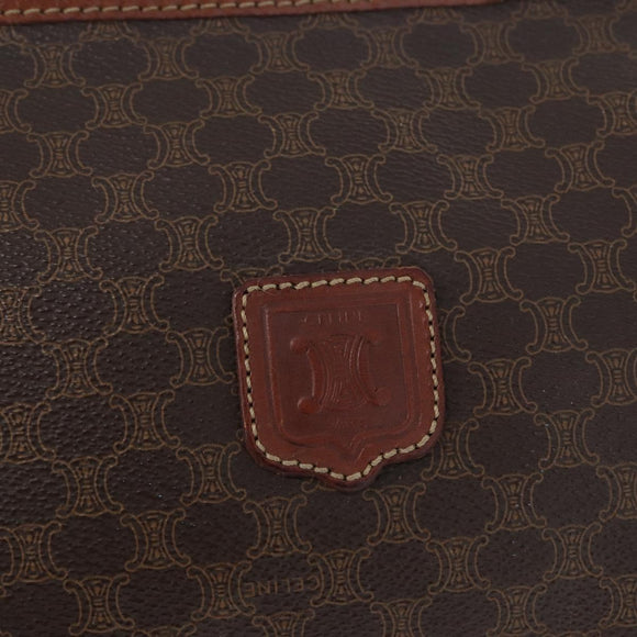 CELINE Macadam Canvas Clutch Bag PVC Leather Brown Gold Auth 173483