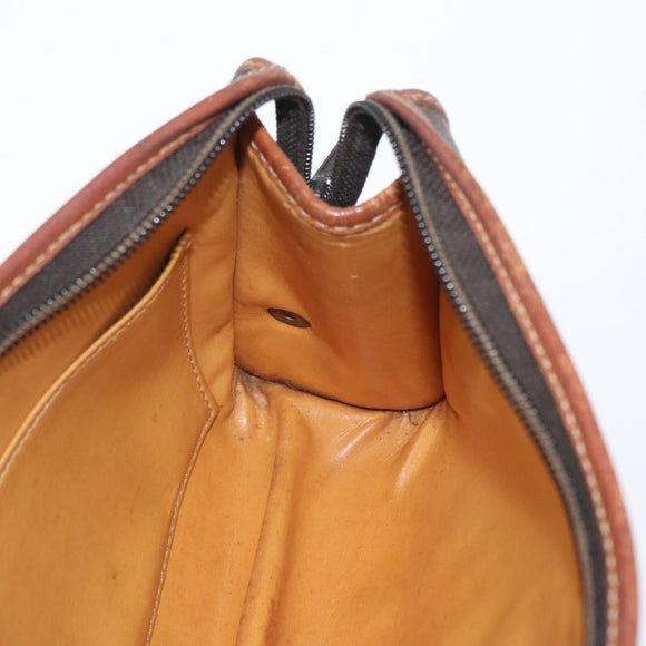 CELINE Macadam Canvas Clutch Bag PVC Leather Brown Gold Auth 173483