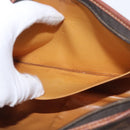 CELINE Macadam Canvas Clutch Bag PVC Leather Brown Gold Auth 173483-12