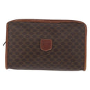 CELINE Macadam Canvas Clutch Bag PVC Leather Brown Gold Auth 173483-13