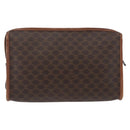 CELINE Macadam Canvas Clutch Bag PVC Leather Brown Gold Auth 173483-2