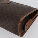 CELINE Macadam Canvas Clutch Bag PVC Leather Brown Gold Auth 173483-14