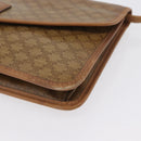 CELINE Macadam Canvas Shoulder Bag PVC Leather Beige Gold Auth 173484-9