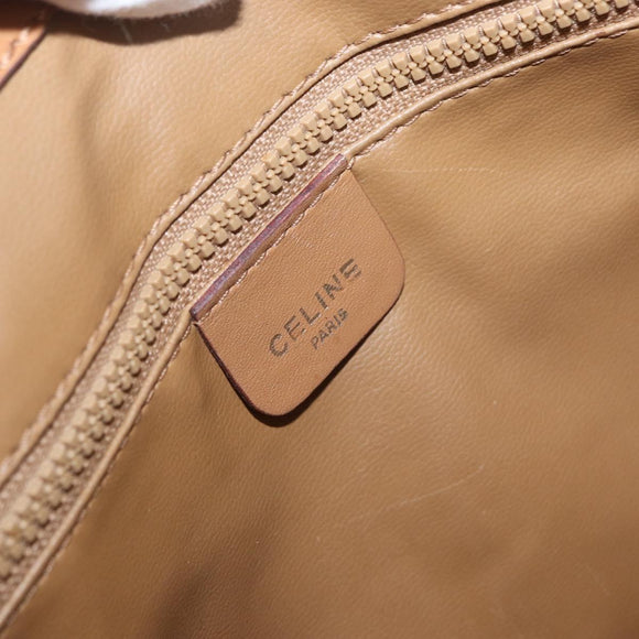 CELINE Macadam Canvas Shoulder Bag PVC Leather Beige Gold Auth 173484
