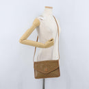 CELINE Macadam Canvas Shoulder Bag PVC Leather Beige Gold Auth 173484-23