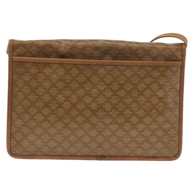 CELINE Macadam Canvas Shoulder Bag PVC Leather Beige Gold Auth 173484 - 0