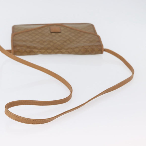 CELINE Macadam Canvas Shoulder Bag PVC Leather Beige Gold Auth 173484