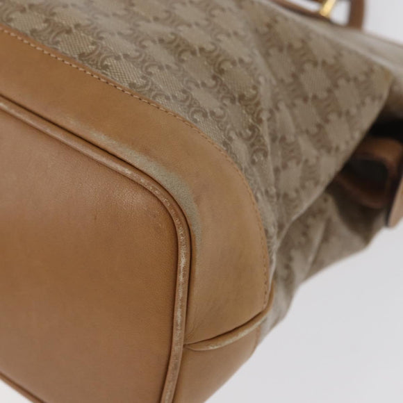 CELINE Macadam Canvas Hand Bag PVC Beige Gold Auth 173485
