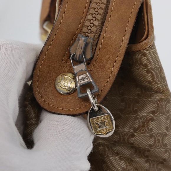 CELINE Macadam Canvas Hand Bag PVC Beige Gold Auth 173485