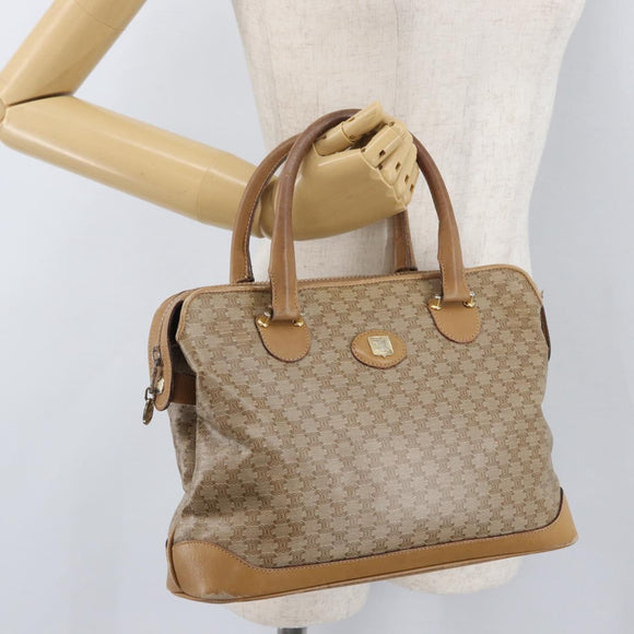 CELINE Macadam Canvas Hand Bag PVC Beige Gold Auth 173485