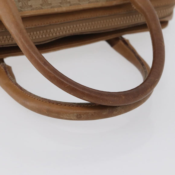 CELINE Macadam Canvas Hand Bag PVC Beige Gold Auth 173485