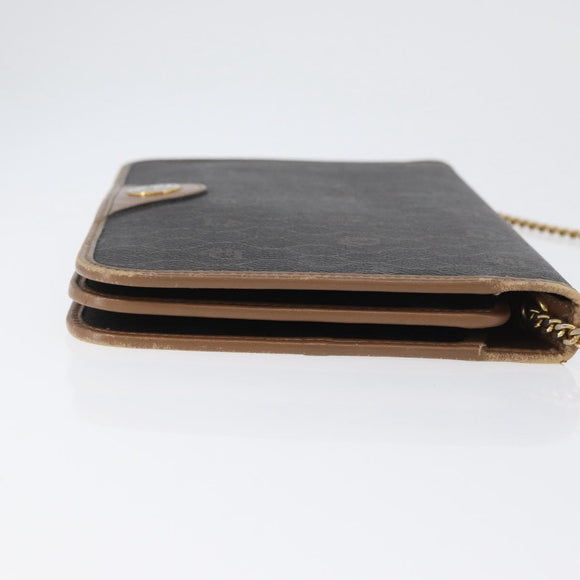 Christian Dior Honeycomb Canvas Chain Shoulder Bag PVC Black Gold Auth 173486