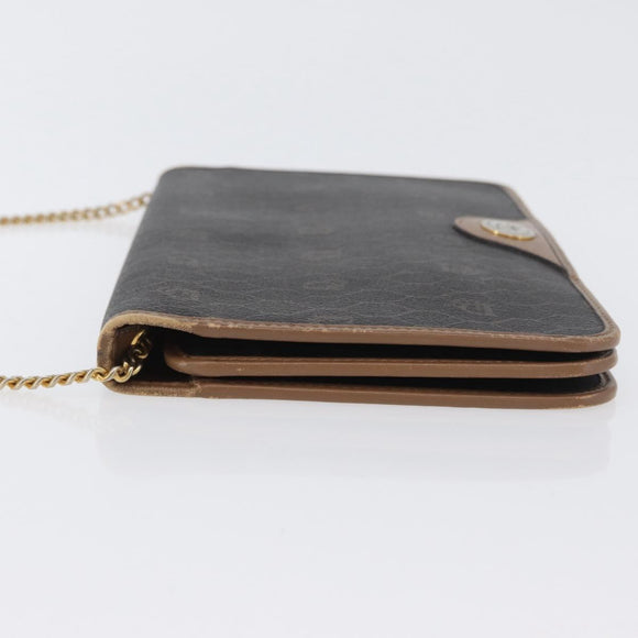 Christian Dior Honeycomb Canvas Chain Shoulder Bag PVC Black Gold Auth 173486