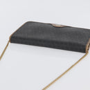 Christian Dior Honeycomb Canvas Chain Shoulder Bag PVC Black Gold Auth 173486-6