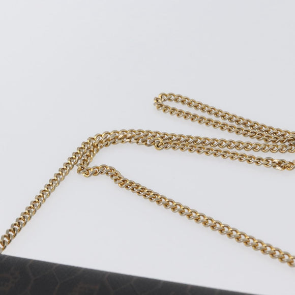 Christian Dior Honeycomb Canvas Chain Shoulder Bag PVC Black Gold Auth 173486