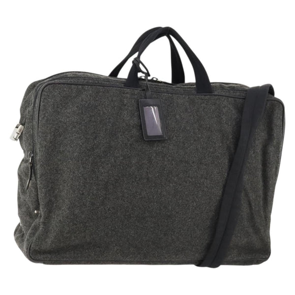 PRADA Boston Bag felt Gray Silver Auth 173489
