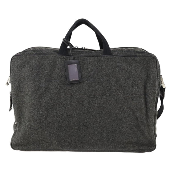 PRADA Boston Bag felt Gray Silver Auth 173489