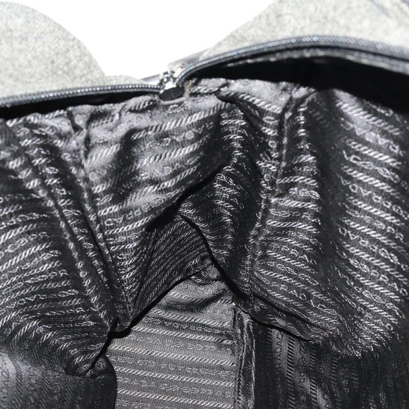 PRADA Boston Bag felt Gray Silver Auth 173489