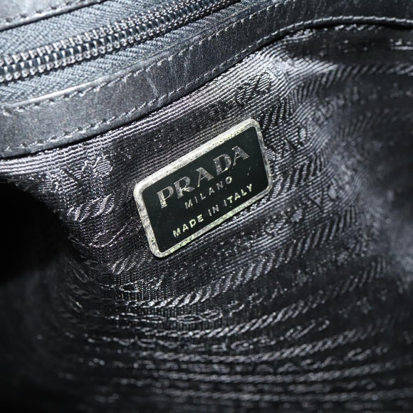 PRADA Boston Bag felt Gray Silver Auth 173489