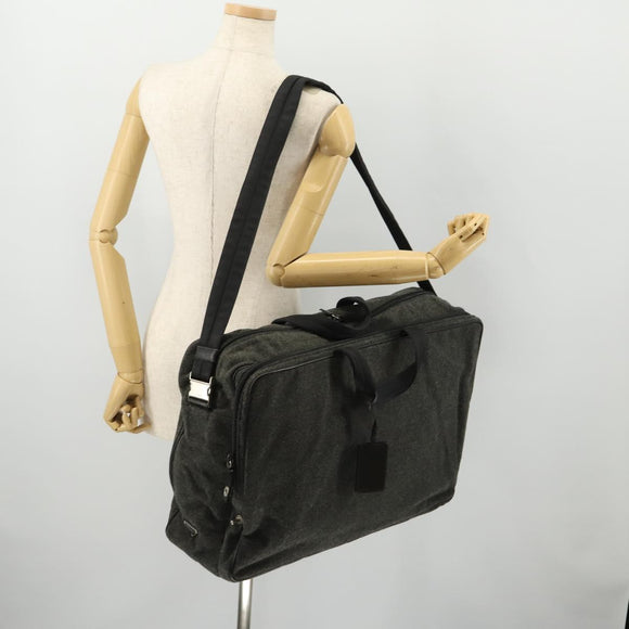 PRADA Boston Bag felt Gray Silver Auth 173489