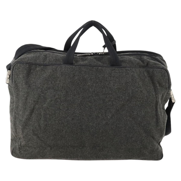 PRADA Boston Bag felt Gray Silver Auth 173489