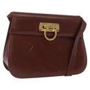 Salvatore Ferragamo Gancini Shoulder Bag Leather Brown Gold Auth 173491-1