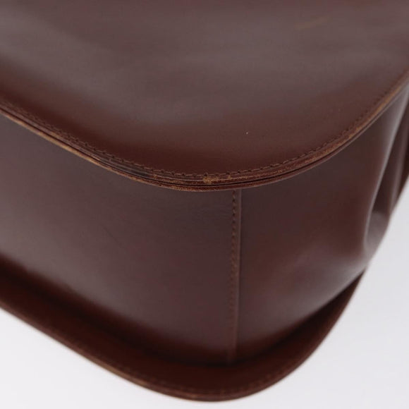 Salvatore Ferragamo Gancini Shoulder Bag Leather Brown Gold Auth 173491
