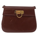Salvatore Ferragamo Gancini Shoulder Bag Leather Brown Gold Auth 173491-13