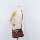 Salvatore Ferragamo Gancini Shoulder Bag Leather Brown Gold Auth 173491-24