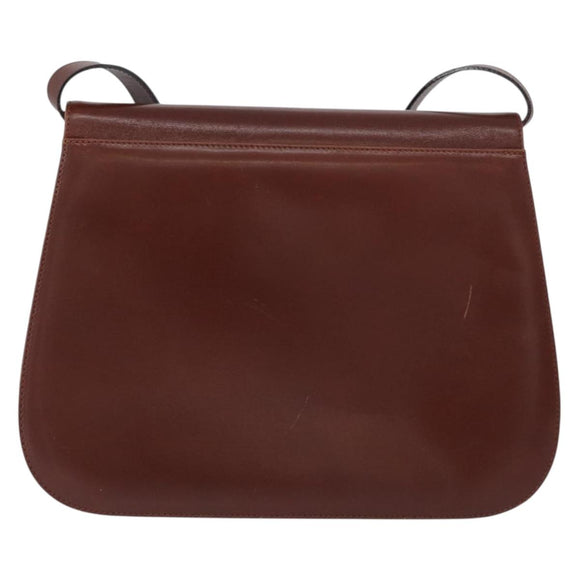 Salvatore Ferragamo Gancini Shoulder Bag Leather Brown Gold Auth 173491