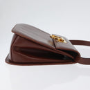 Salvatore Ferragamo Gancini Shoulder Bag Leather Brown Gold Auth 173491-3