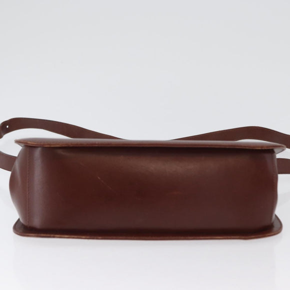 Salvatore Ferragamo Gancini Shoulder Bag Leather Brown Gold Auth 173491