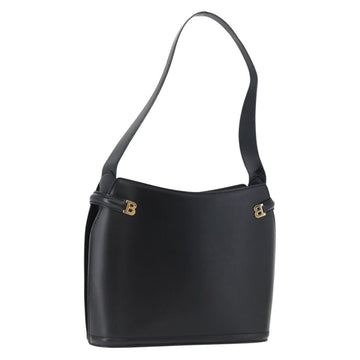 BALLY Shoulder Bag Leather Black Gold Auth 173492