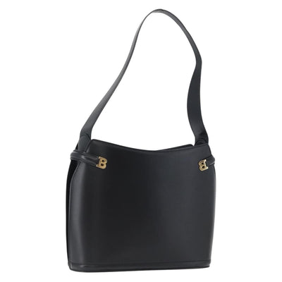 BALLY Shoulder Bag Leather Black Gold Auth 173492