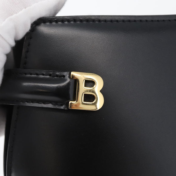 BALLY Shoulder Bag Leather Black Gold Auth 173492