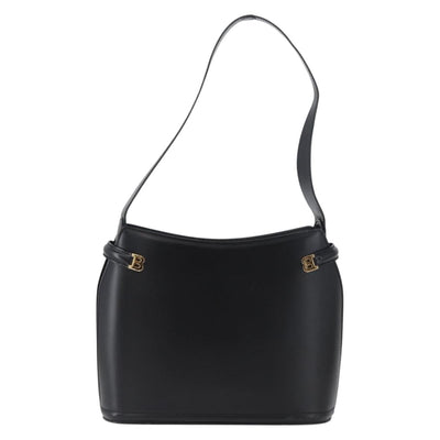 BALLY Shoulder Bag Leather Black Gold Auth 173492 - 0