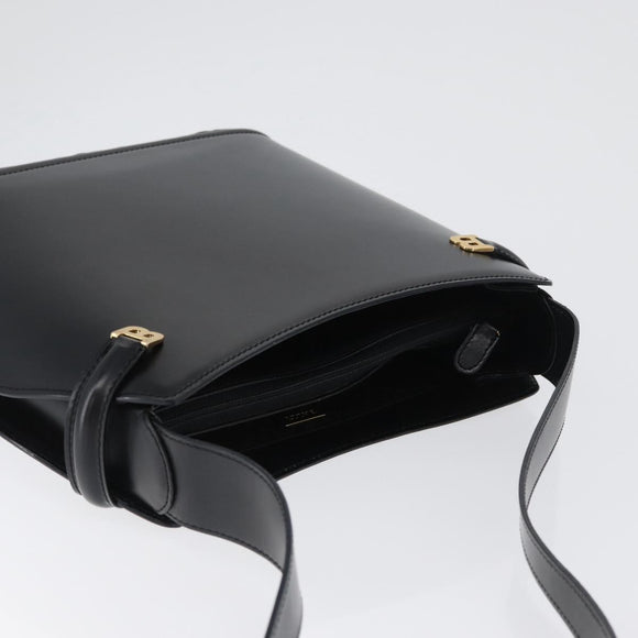 BALLY Shoulder Bag Leather Black Gold Auth 173492