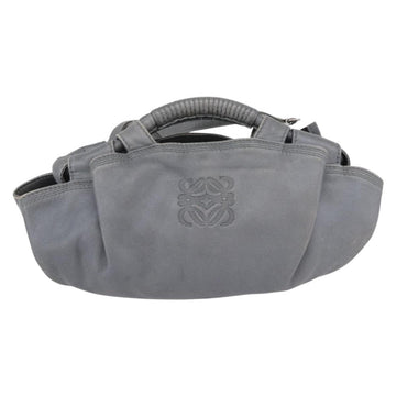 LOEWE Anagram Shoulder Bag Leather Silver Auth 173493 - 0